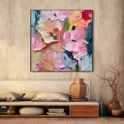 Blush Petals Abstract Textured Floral Painting