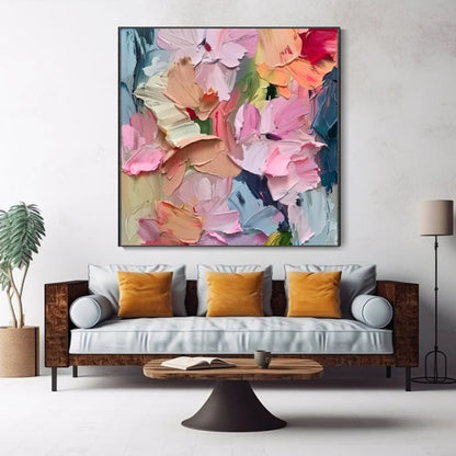 Blush Petals Abstract Textured Floral Painting