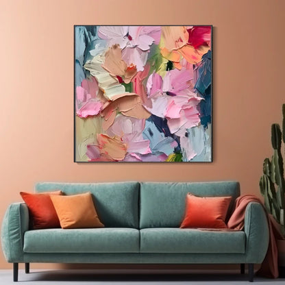 Blush Petals Abstract Textured Floral Painting