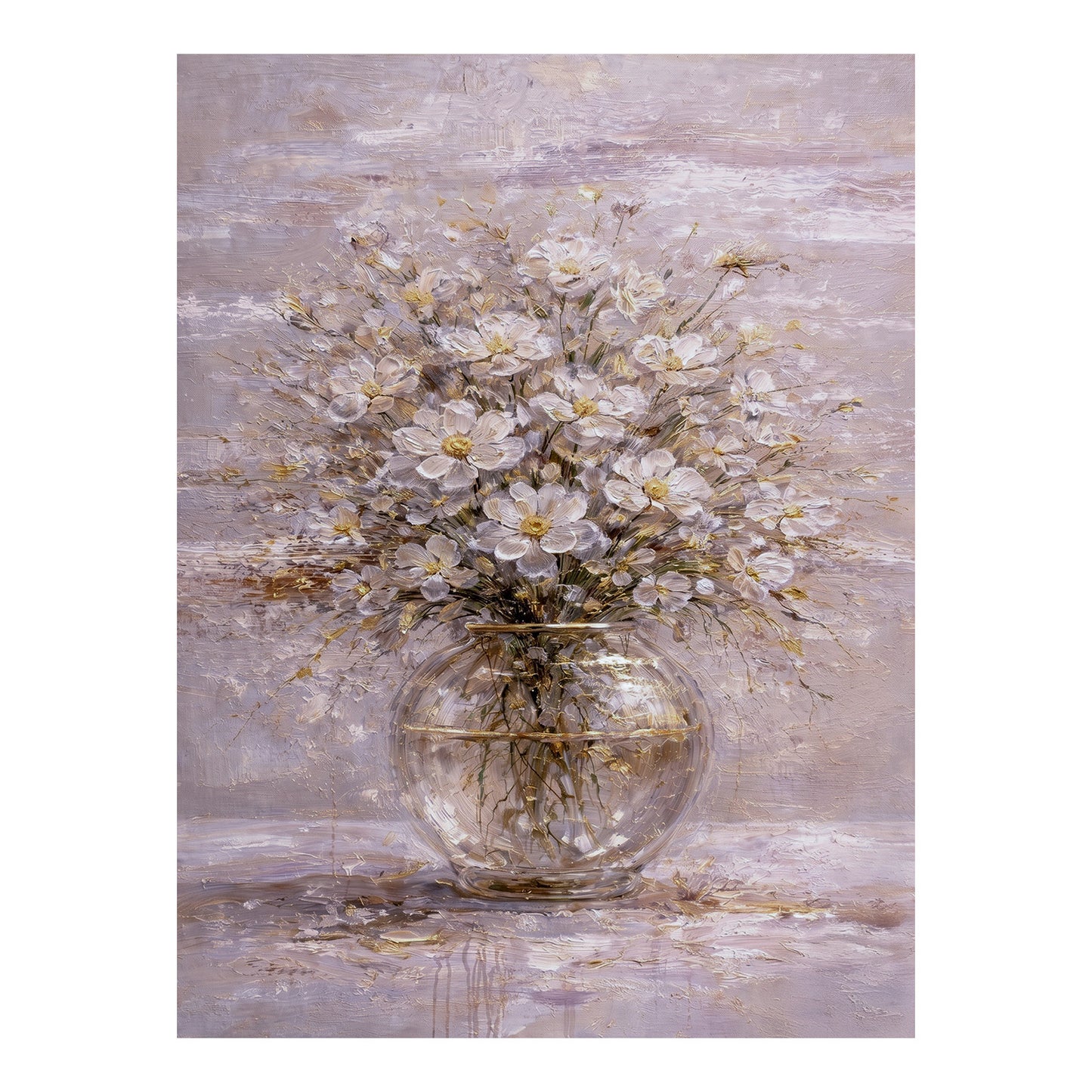 Soft Blush Floral Painting Glass Vase Textured Wall Art