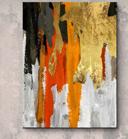 Bold Gold and Orange Abstract Art - Modern Statement Wall Decor