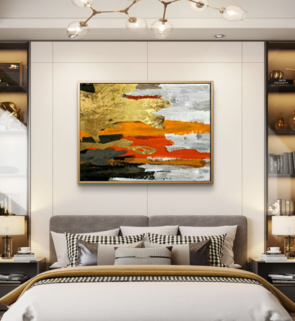 Bold Gold and Orange Abstract Art - Modern Statement Wall Decor