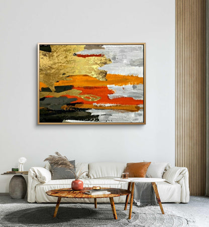 Bold Gold and Orange Abstract Art - Modern Statement Wall Decor