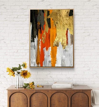 Bold Gold and Orange Abstract Art - Modern Statement Wall Decor