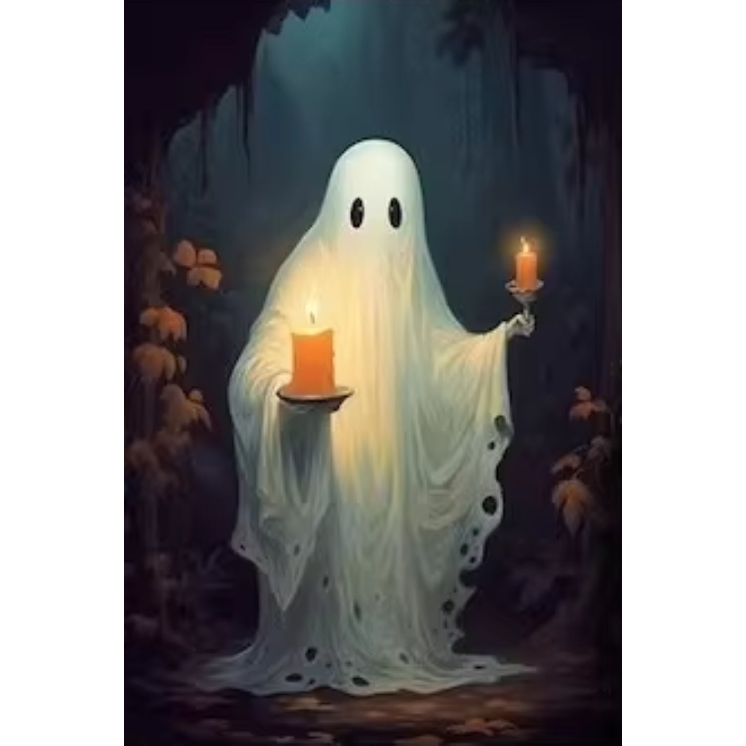 Candle-Holding Ghost Dark Academia Gothic Halloween Wall Art