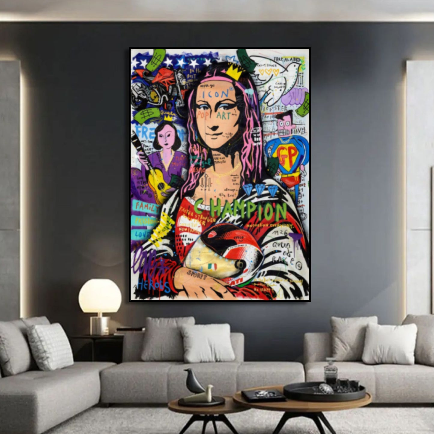 Champion Mona Lisa Graffiti Pop Art Inspirational Painting