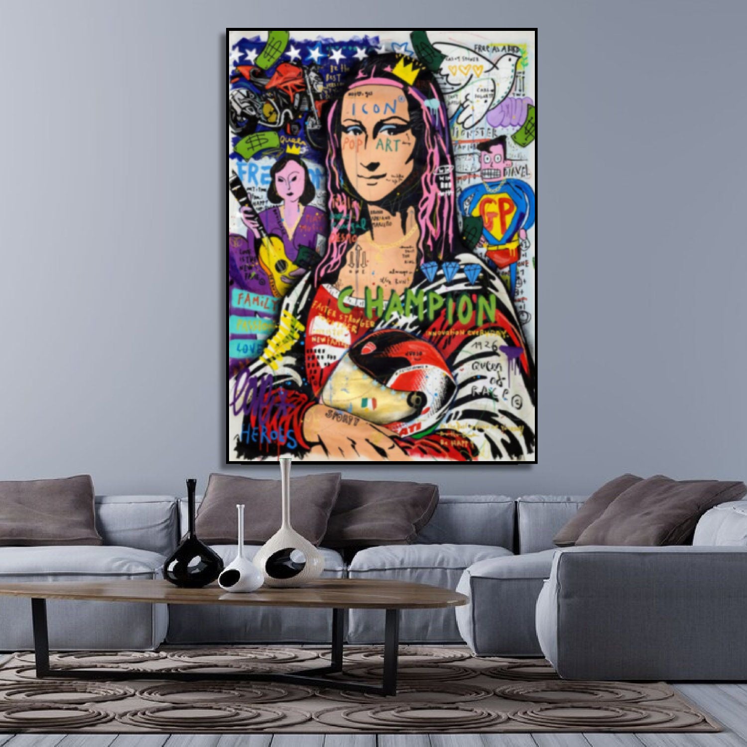 Champion Mona Lisa Graffiti Pop Art Inspirational Painting