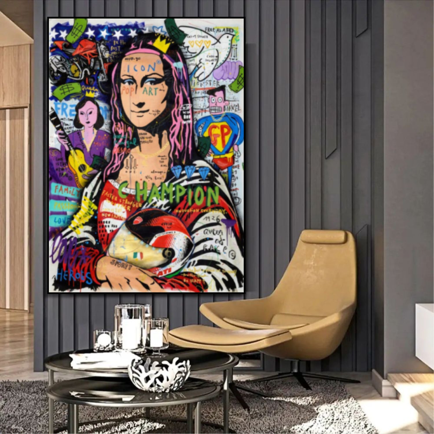 Champion Mona Lisa Graffiti Pop Art Inspirational Painting