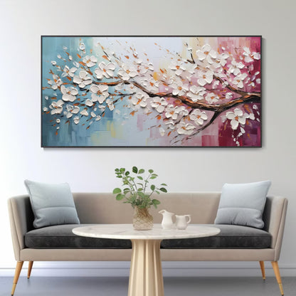 Blossom in Bloom 3D Textured Cherry Blossom Branch on Gradient Background