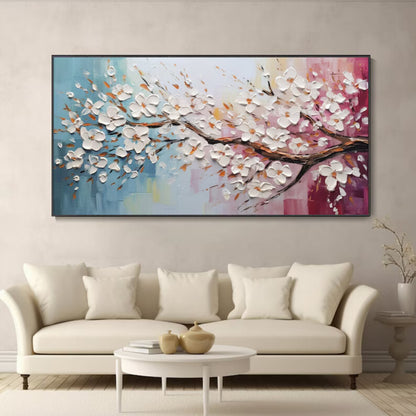 Blossom in Bloom 3D Textured Cherry Blossom Branch on Gradient Background