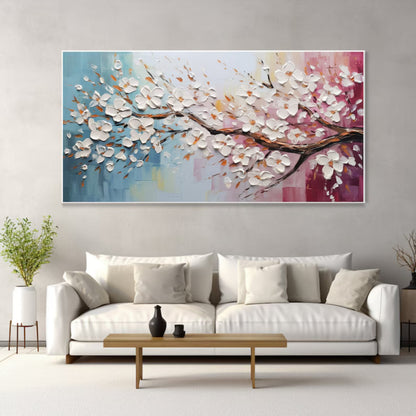 Blossom in Bloom 3D Textured Cherry Blossom Branch on Gradient Background