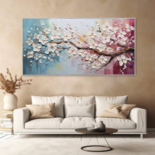 Blossom in Bloom 3D Textured Cherry Blossom Branch on Gradient Background