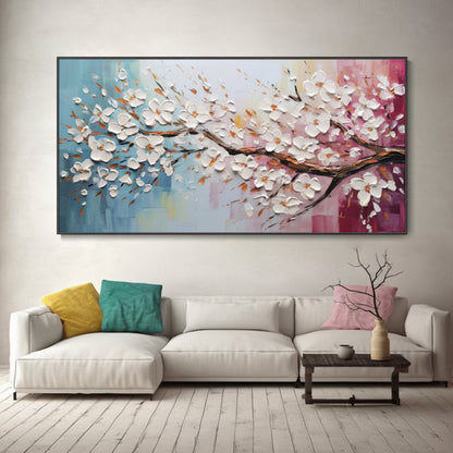 Blossom in Bloom 3D Textured Cherry Blossom Branch on Gradient Background