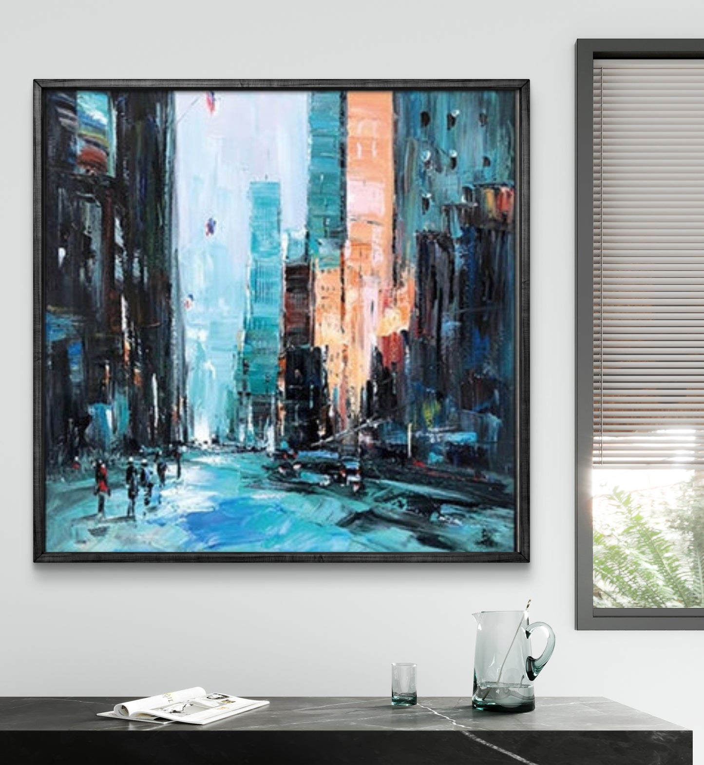 City Street View 100% Hand Painted Abstract Art