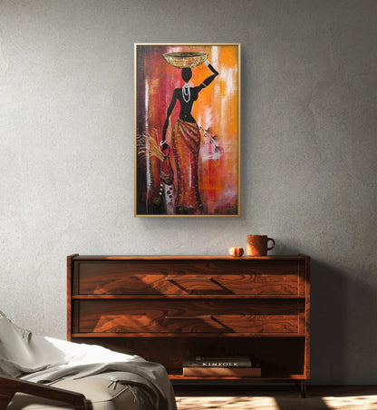 Classical African Working Woman Textured Painting