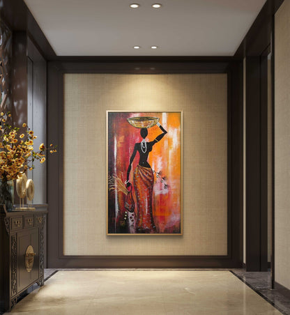 Classical African Working Woman Textured Painting