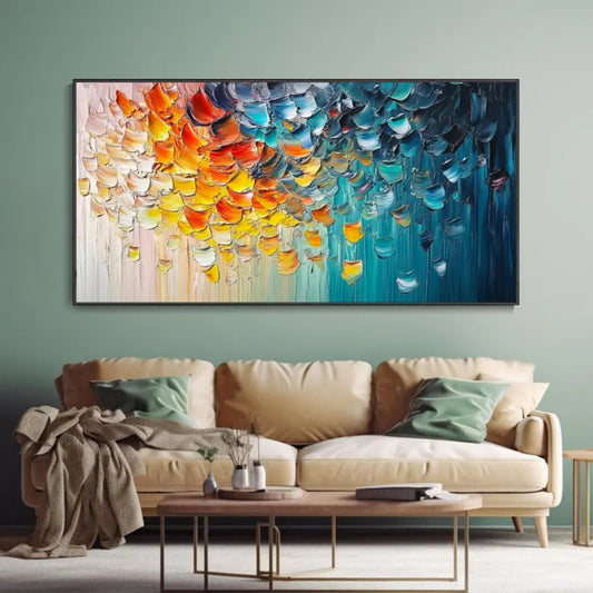 Color Cascade Textured Rainbow Abstract Wall Art