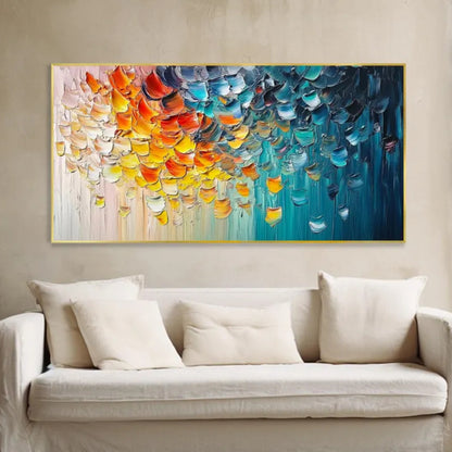 Color Cascade Textured Rainbow Abstract Wall Art