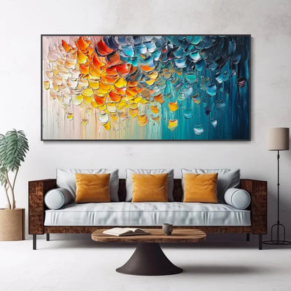 Color Cascade Textured Rainbow Abstract Wall Art