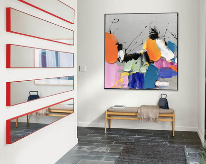 Bold Palette Knife Abstract Painting – Colorful Impasto Modern Wall Art on Canvas
