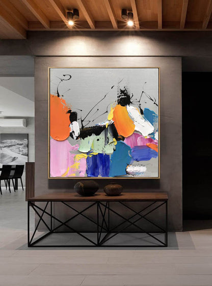 Bold Palette Knife Abstract Painting – Colorful Impasto Modern Wall Art on Canvas