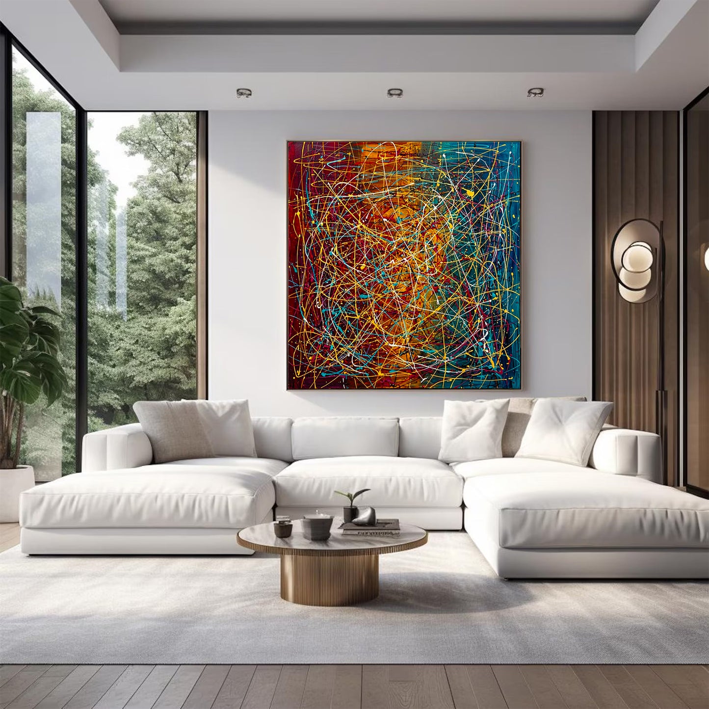 Large Pollock Inspired Colourful Abstract Painting | Hand Painted Wall Art