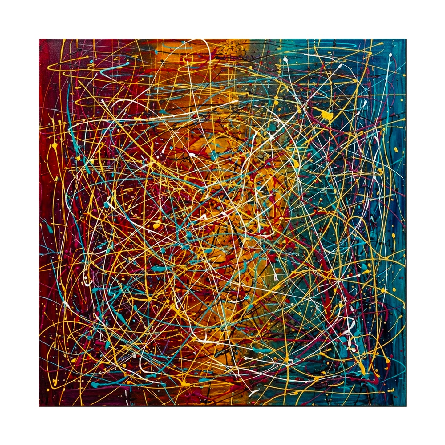 Large Pollock Inspired Colourful Abstract Painting | Hand Painted Wall Art