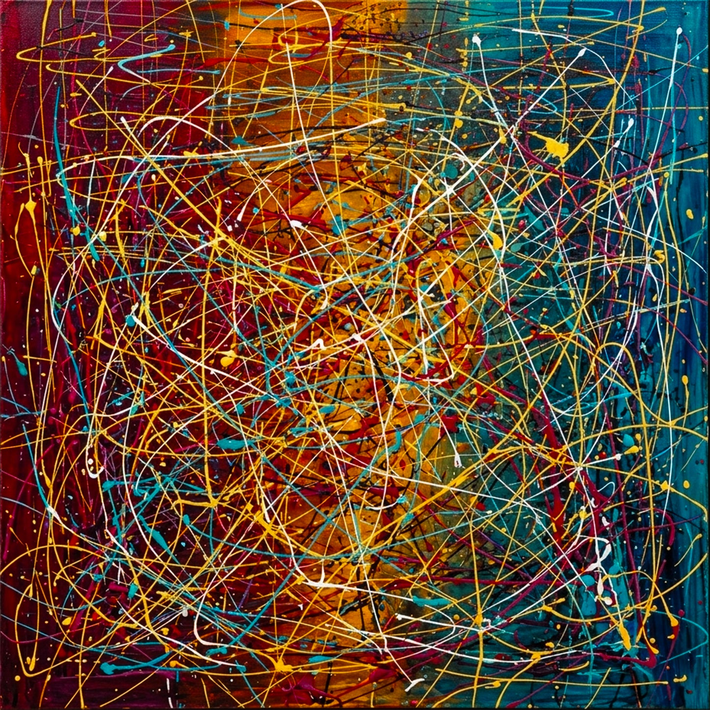 Large Pollock Inspired Colourful Abstract Painting | Hand Painted Wall Art