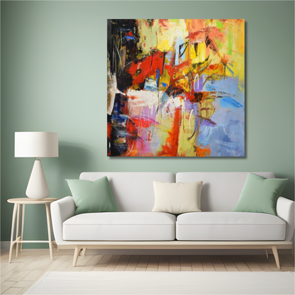 Colorful Abstract Expressionist – Hand-Painted Canvas