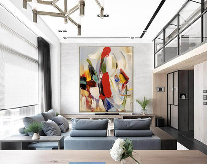 Colorful Impasto Abstract Painting – Bold Palette Knife Wall Art on Canvas