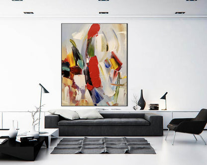 Colorful Impasto Abstract Painting – Bold Palette Knife Wall Art on Canvas