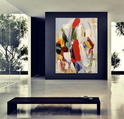 Colorful Impasto Abstract Painting – Bold Palette Knife Wall Art on Canvas
