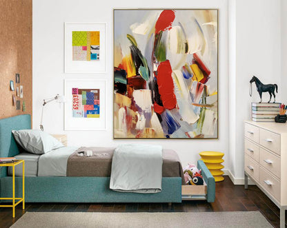 Colorful Impasto Abstract Painting – Bold Palette Knife Wall Art on Canvas