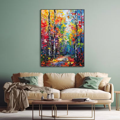 Golden Path Colorful Autumn Forest Landscape
