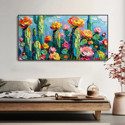 Desert Blooms Colorful Cactus Flower Wall Art