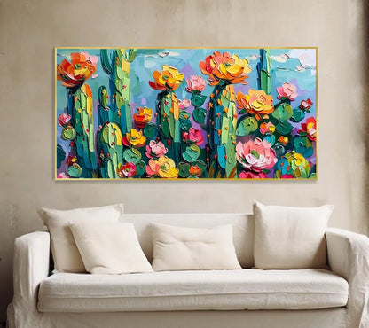Desert Blooms Colorful Cactus Flower Wall Art