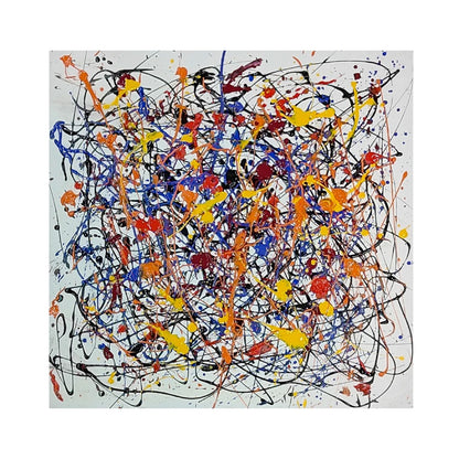 Pollock-Inspired Abstract Drip Painting – Hand-Painted Canvas Wall Art