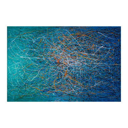 Abstract Blue and Green Drip Painting
