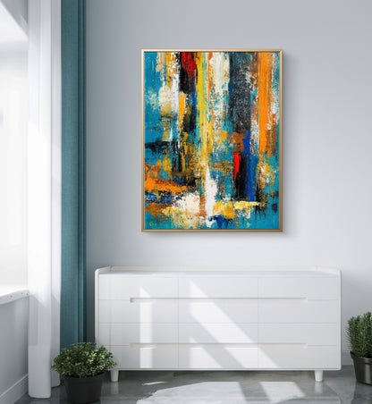 Colourful Abstract Cityscape Acrylic Canvas Art