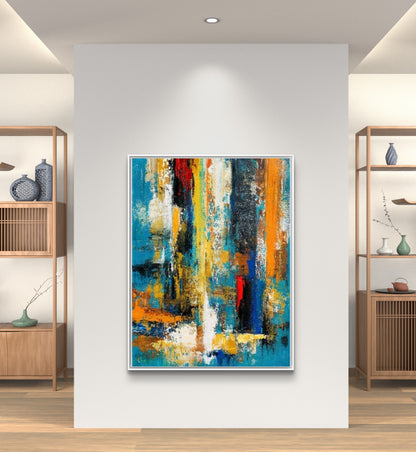 Colourful Abstract Cityscape Acrylic Canvas Art