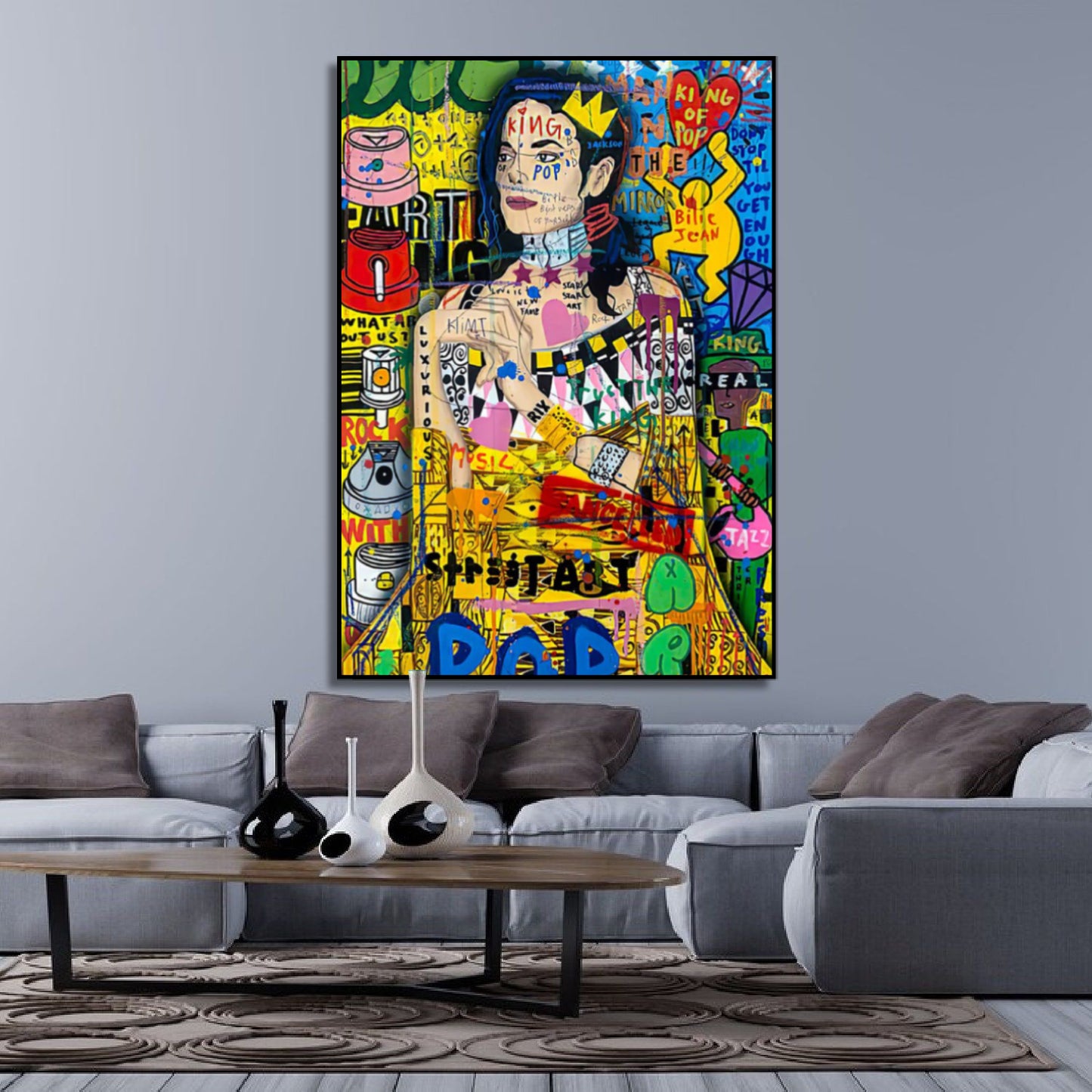 Colourful Banksy Style Michael Jackson Pop Art Painting