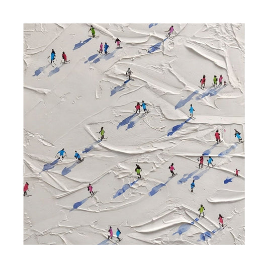 People skiing on a textured white surface