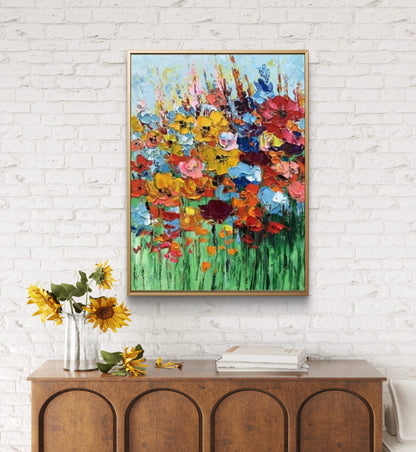Colourful Spring Flowers 100% Hand Painted Art