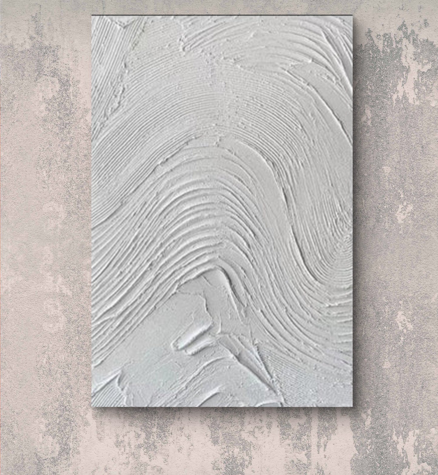 Concrete Style White Waves 3D Textured Painting