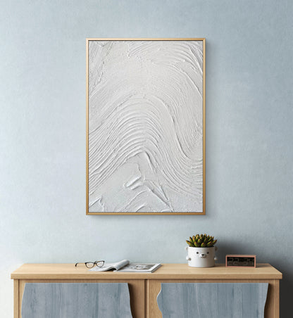 Concrete Style White Waves 3D Textured Painting