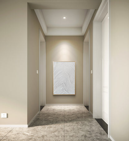 Concrete Style White Waves 3D Textured Painting