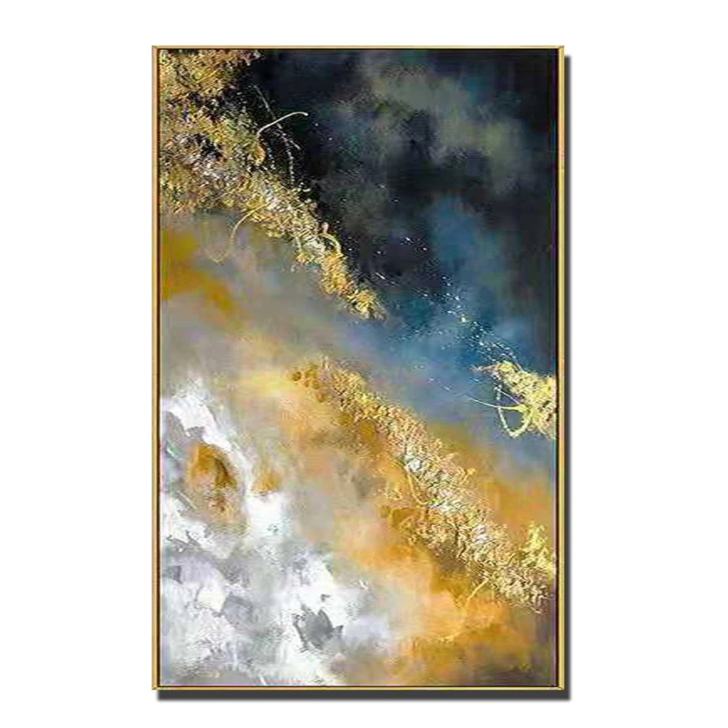 Contemporary Gold Foil Stormy Skyscape Modern Wall Art