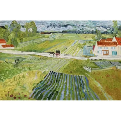 Van Gogh Inspired Countryside Landscape – Hand-Painted Post-Impressionist Canvas Wall Art