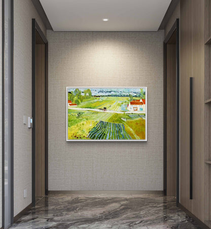 Van Gogh Inspired Countryside Landscape – Hand-Painted Post-Impressionist Canvas Wall Art