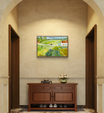 Van Gogh Inspired Countryside Landscape – Hand-Painted Post-Impressionist Canvas Wall Art